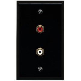 RiteAV 2 Port RCA (Red-White) Wall Plate - Flat Style [Black/Black]