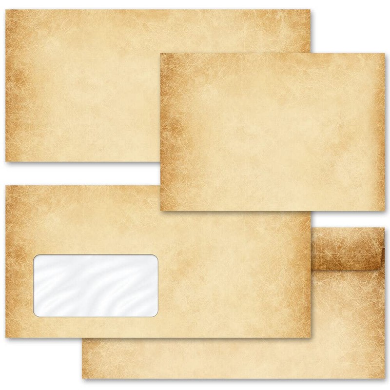 50 Envelopes Rustic Antique & History (without Window) DIN Long