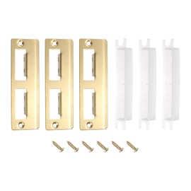 sourcing map T Door Strike Plate, 3Pcs 128mm x 42mm 201 Stainless Steel Latch Deadbolt Strike Plate for Door Frame Door Jamb, Gold
