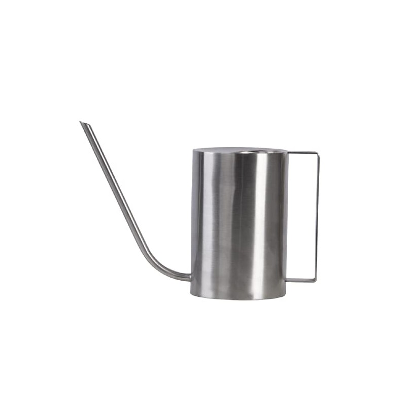 Esschert Design Modern Style Cylinder Watering Can, Stainless Steel