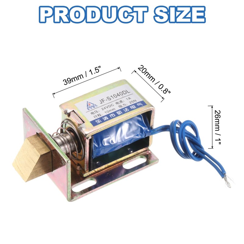 sourcing map DC 24V 1A Solenoid Electromagnet Push Pull Type