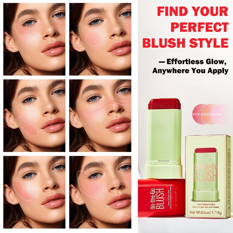 3-in-1 Blush Stick for Cheeks, Lips & Eyes – Long-Lasting