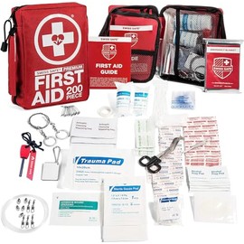Kit de primeros auxilios profesional de 200 piezas para el hogar, el coche o el trabajo: Suministros médicos de emergencia para camping, caza, senderismo al aire libre y supervivencia