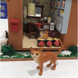 CoziNest Ceramic Burmese Cat Mom and Baby Kitten Figurine Pet Kitty Porcelain Collectible Miniatures Dollhouse Hand Painted Animal Red Brown, 2.1 x 0.9 x 2 inches (L-W-H)