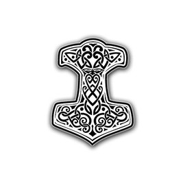 #A677 Sticker Thor's Hammer Mjölnir White God Thunder God Germane 7 x 5 cm