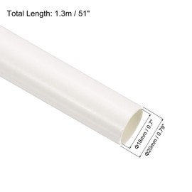 MECCANIXITY PVC Conduit Pipe 1.3m/51" length 20mm OD Cable Ducting White Straight Tube for Electrical wiring installation Pack of 4