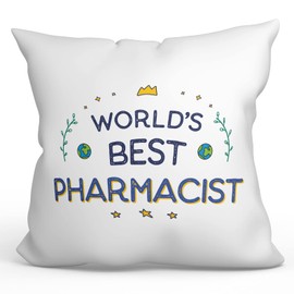 MUGFFINS PHARMACIST Cushion Padding included - in English - World's Best - Funny gift - Pillow: cover and filling 15.7x15.7 inches