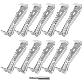 5 Inch Gutter Hangers, Hidden Gutter Brackets Clips with Pre-Assembled Quick Screw, Aluminum Gutter Brackets for Fixing Sagging Rain Gutters, Comes with 1/4” Hex Drill Bit, 10 Pack