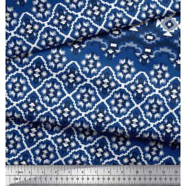 Soimoi Cotton Voile Fabric Aztec Geometric Print Sewing Fabric metre 56 Inch Wide