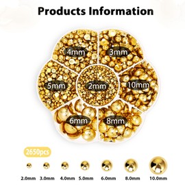 Giantree Flatback Pearls Half Round, Gold Silver Half Pearls Beads, Mixed SizeHalf Round Pearl Beads Nail Gems Rhinestone, Nail Art Plastic Beads for Manicure Face Art DIY Crafts Jewelry(Gold Silver)