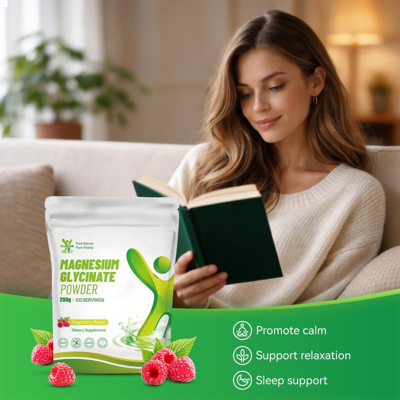 Babivek Raspberry Flavor Magnesium Glycinate Powder - High Absorption Chelated