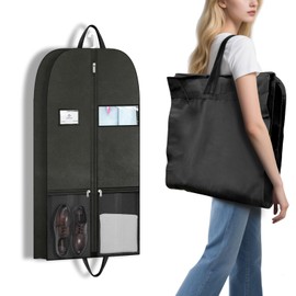Black Fabric Travel Garment Bags with the Durable Black Suit Carrier | Wrinkle-Free Design, Spacious Compartments & Trolley Sleeve for Easy Transport | Ideal for Business Travelers & Professionals