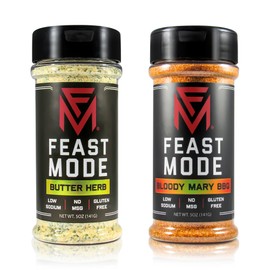 Feast Mode Flavors | BBQ Butter Pack | 2 count | 5oz seasonings | Butter Herb | Bloody Mary BBQ | meal prep seasoning, low sodium, no msg, gluten free, low calorie, no artificial fillers, healthy flavoring