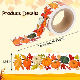 Lucleag 65.6 Ft Fall Pumpkin Bulletin Board Border, Self-Adhesive Pumpkins Maple Leaves Bulletin Border Trim for Fall Autumn Thanksgiving Harvest Party School Classroom Bulletin Board Decor