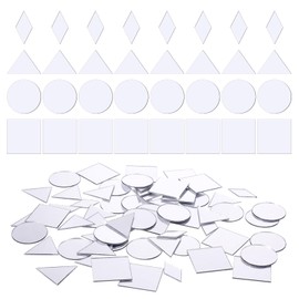 TIESOME 120 PCS 4 Shapes Mirrors for Crafts, 1 Inch Small Mirror Pieces for Crafts DIY Mini Mirror Mosaic Tiles Triangles/Squares/Rounds/Rhombus for Disco Ball Lamp Framing Decoration