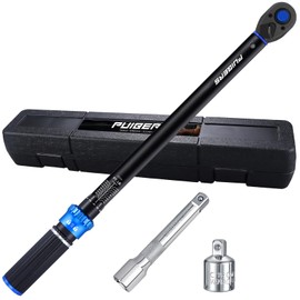 PUIBERS Torque wrench Set 1/2 drive,1/2 Torque Wrenches 10-170 FT.LB/13.6-230.5 Nm,±3% Precision Torque Wrench with 1/2'' to 3/8'' Socket Adapter, 49 Inch Extension Bar for Car and Moto Maintenance