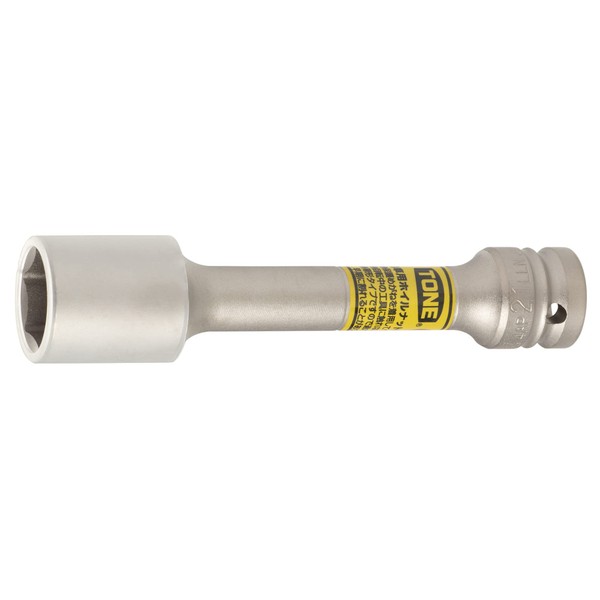TONE HP4AP-21LLN Thin Long Foil Nut Socket for Impact with Protector, 0.5 inch (12.7 mm) Insertion Angle (1/2") Yellow, 21 mm Width on Both Sides