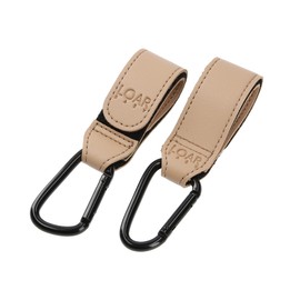 LOAR BABY Baby Stroller Hook, Carabiner, Stroller Goods, Stroller Luggage Rack, Set of 2, Carabiner Hook, Stylish, Synthetic Leather, Gift Present (Latte Beige)