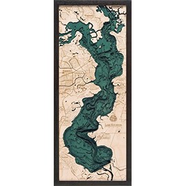 Lake Houston, Texas 3-D Nautical Wood Chart, 13.5" x 31"