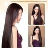 エクステ ロング ストレート45cm 3枚エクステ 襟足ウィッグ ストレート ロング クリップ付け自然 普段使い向け装着簡単 (ダークブラウン)