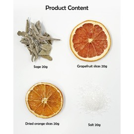 Potpourri Simmering, Sage Citrus Simmer Pot Kit with Sage, Dried Orange Slices, Grapefruit, Salt Stovetop Potpourri Kits for Spring Cleansing House, Abundance, Money, Negative Energy Cleanse