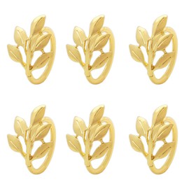 Techson Napkin Rings Set of 12, Dinner Leaf Napkin Buckle Holder, Handmade Natural Metal Adornment, Party Gatherings Wedding Table Decor (Gold Leaves, 12PCS)