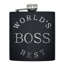 Palm City Products 6 oz Best Boss Flask - Premium Executive Gift Flask, World's Best Boss Appreciation Gift, Stainless Steel Engraved Flask for Male or Female Boss, Elegant Corporate Gift