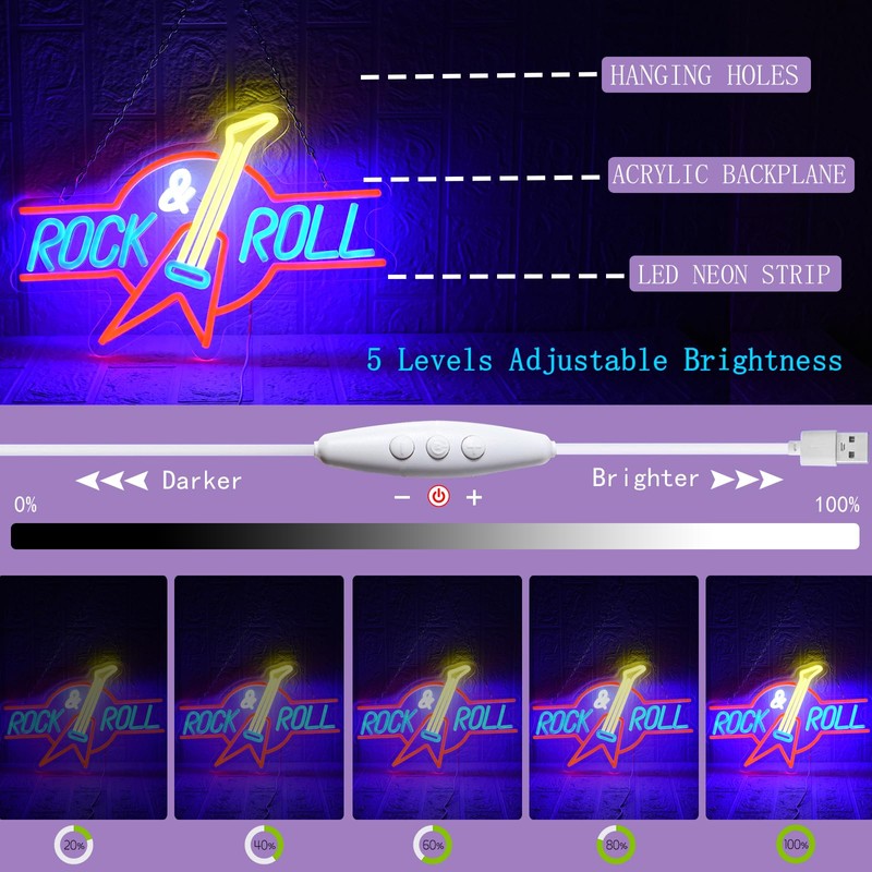 UExnkj-Y Rock Roll Neon Sign Guitar Neon Sign Led Neon