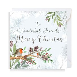 Second Ave Wonderful Friends Christmas Robin Square Xmas Holiday Festive Greetings Card