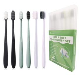 EasyHonor Extra Soft Toothbrush for Sensitive Gums, Micro Fur Manual Toothbrush with 20000 Soft Floss Bristle for Pregnant Women, Elderly, Braces and Gum Recessions, Protect Fragile Gums (6pcs)