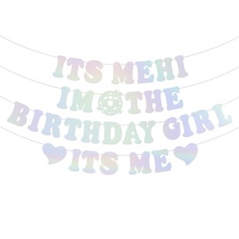 Its Me Hi Im the Birthday Girl Its Me Banner, Popular Singer Happy Birthday Banner Glitter Birthday Decorations Banner for Fans Girls Women Birthday Party Supplies (Iridescent)