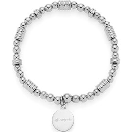 JEWELS BY LEONARDO Armband Elisabeth • elastische Arm-Kette aus silberfarbenem Edelstahl • Mix aus verschiedenen Metallkugeln • 19 cm Länge • Schmuck Geschenk für Frauen • 024841