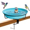 VeyFolzin.st Deck Mounted Bird Bath Bowl Spa for Outside, Detachable Unheated Birdbath Bowl and Heavy Duty Sturdy Clamp, Outdoor Garden Mounted Birdfeeder for Attracting Birds (Blue)