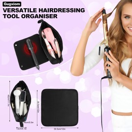 Gugxiom Reisetasche für Haarwerkzeuge, hitzebeständige Matte für Haarwerkzeuge mit Innentaschen, Organizer für heiße Werkzeuge, Glätteisen, Lockenstab, Haarglätter und Haarpflegezubehör