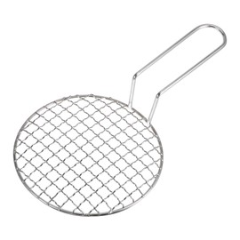 M METERXITY Round Cooking Rack, Stainless Steel BBQ Grill Net Mesh with Handle Fits for Cooling/Baking/Steaming, Cross Wire Barbecue Grilling Grate, [6.5-inch x 4.72-inch, Silver Tone]