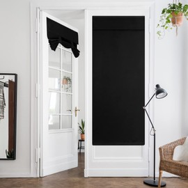 HOMEIDEAS Black French Door Curtains Privacy Blackout Door Curtains, 26 X 68 Door Blinds Curtains for Glass Door, Thermal Insulated Tie Up Shades Window Curtains for Bedroom, 1 Panel