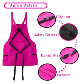 CM CHIC MONDAY Garden Apron, Gardening Apron for Women, Gardening Apron with Pockets for Women, Garden Apron with Pockets (Rose Red)