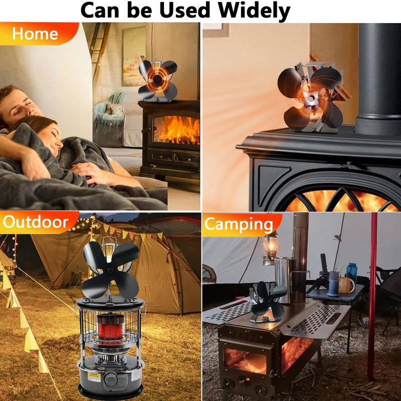 VODA Wood Stove Fan Heat Powered Fireplace Fan No Electric,