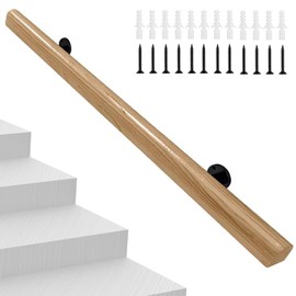 EUSAMFC Wooden Stair Handrail,3FT Safety Non-Slip Stair Railing, Wall Mount Handrail Pine Handrails Support Rod Complete Kit, for Bars Lofts Kindergarten Guardrail Corridor