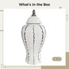 Elegant Silver Banded Porcelain Ginger Jar with Lid - Handcrafted