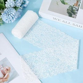 GORGECRAFT 5 Yards 11cm White Elastic Lace Trim Floral Lace Ribbon Embroidered Edging Trimming Stretch Tulle Fabric for DIY Sewing Crafts Wedding Dress Embellishments Bouquets Gift Wrapping Bow Making