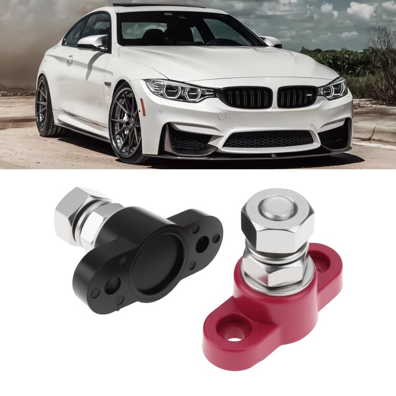 YINETTECH 2Pcs 3/8inch 12VDC 250A Insulated Terminal Stud Red and