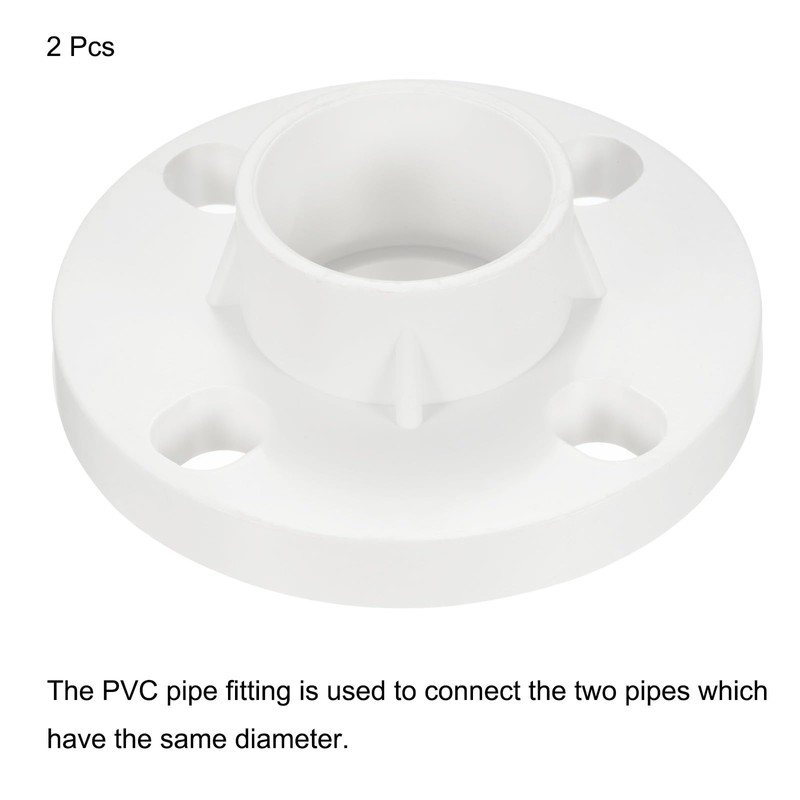 PATIKIL 50mm PVC Pipe Fitting, 2 Pack 1.5 Inch Flange