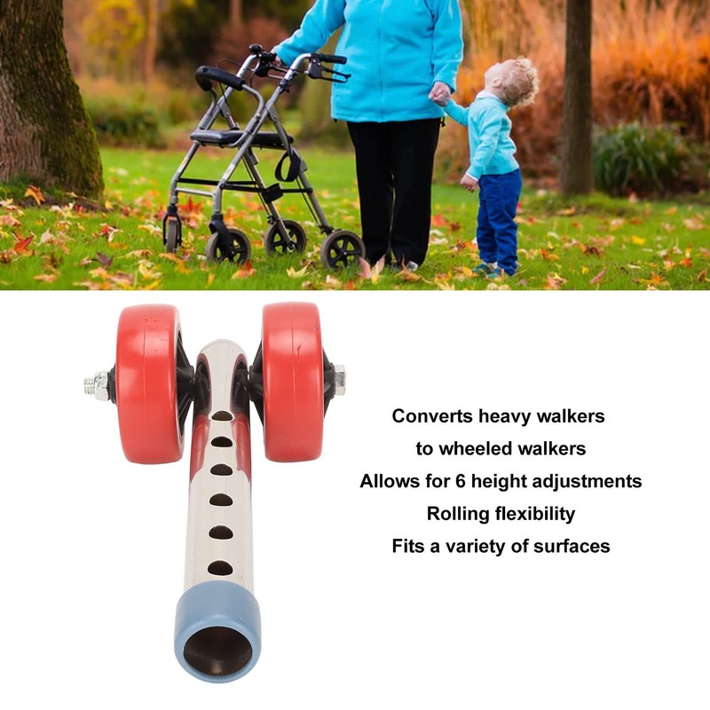 Fockety Adjustable Height Walker Wheels with Ski Glides for Most