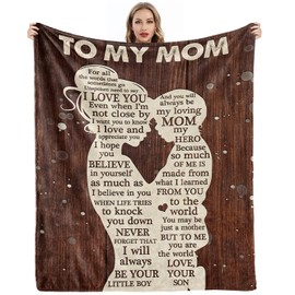 Gifts for Mom, Mothers Day Birthday Gifts for Mom from Son, Mom Gifts, Blanket Presents for Mother's Day, Christmas, Birthday Gifts for Mom, Soft Cozy Flannel Throw Blanket 60x50 Inches