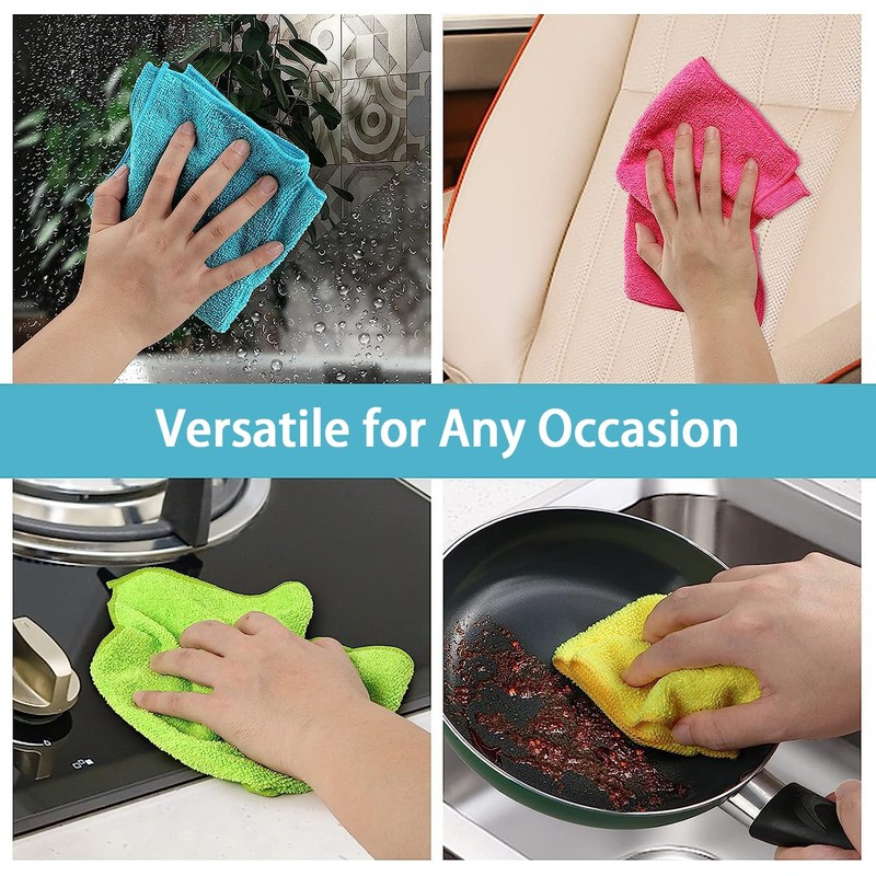 HOMEXCEL Microfiber Cleaning Cloth,50 Pack Cleaning Rag,Cleaning Towels with 4