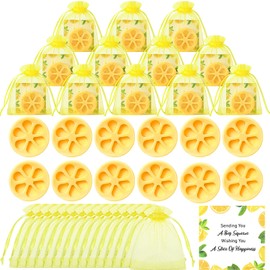 SiliFine 50 Set Lemon Soap Favors Lemon Bridal Shower Favors Lemon Party Favors Lemon Shaped Soap Wedding Gifts with Card and Bag for Wedding Gifts Bridal Party Baby Shower Favors Decorations