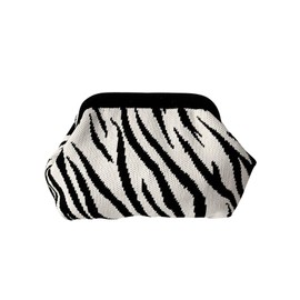 Verdusa Women's Striped Clutch Handbags Crochet Bag Classic Crossbody Bags Black and White One-Size