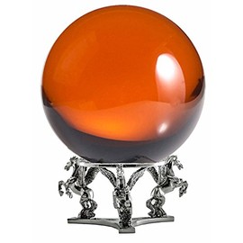 Amlong Crystal Amber Crystal Ball 130mm (5 inch) Including Silver Pegasus Stand