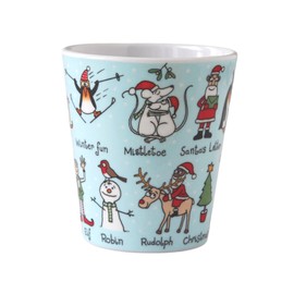 Tyrrell Katz Kids Farm Printed Beaker in Blue - Dishwasher Safe Children’s Drinking Cup Everyday Melamine Tableware - 8 x 7 cm
